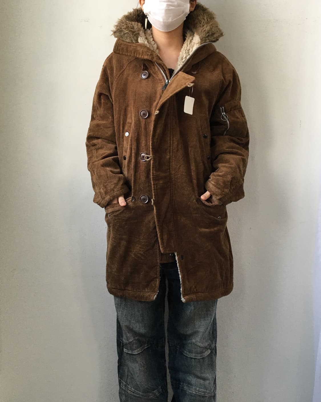 Fake fur hood corduroy jacket 상품이미지7