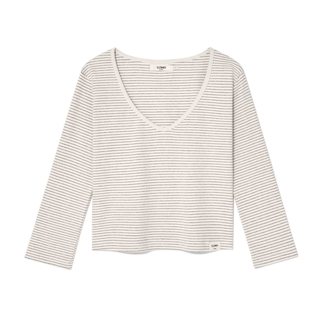 (아현 착용) 글로니 3/4 G COMFORT V TEE (STRIPE) 상품이미지1