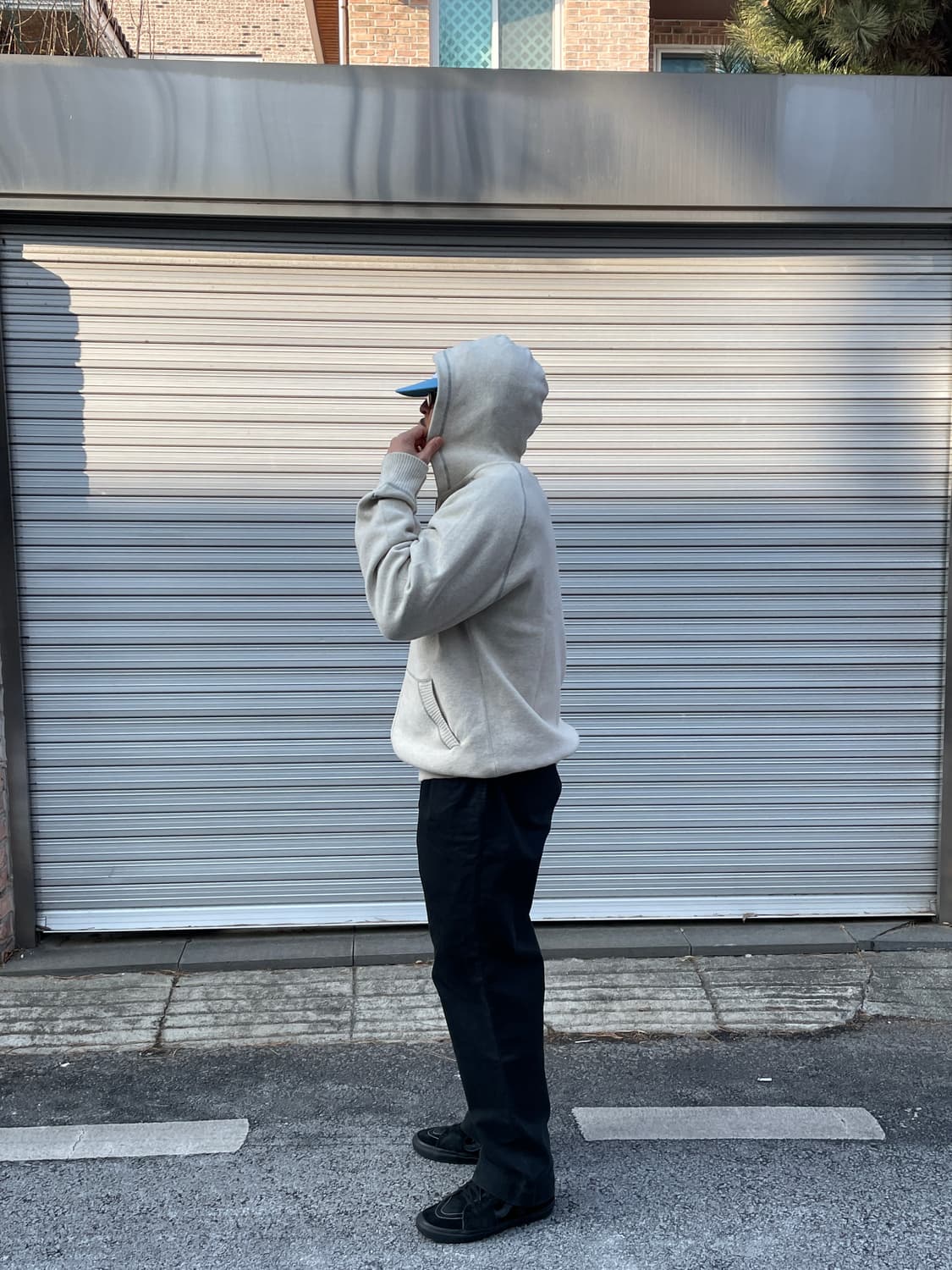 00s Stüssy Knit Oatmeal hood zip 상품이미지3