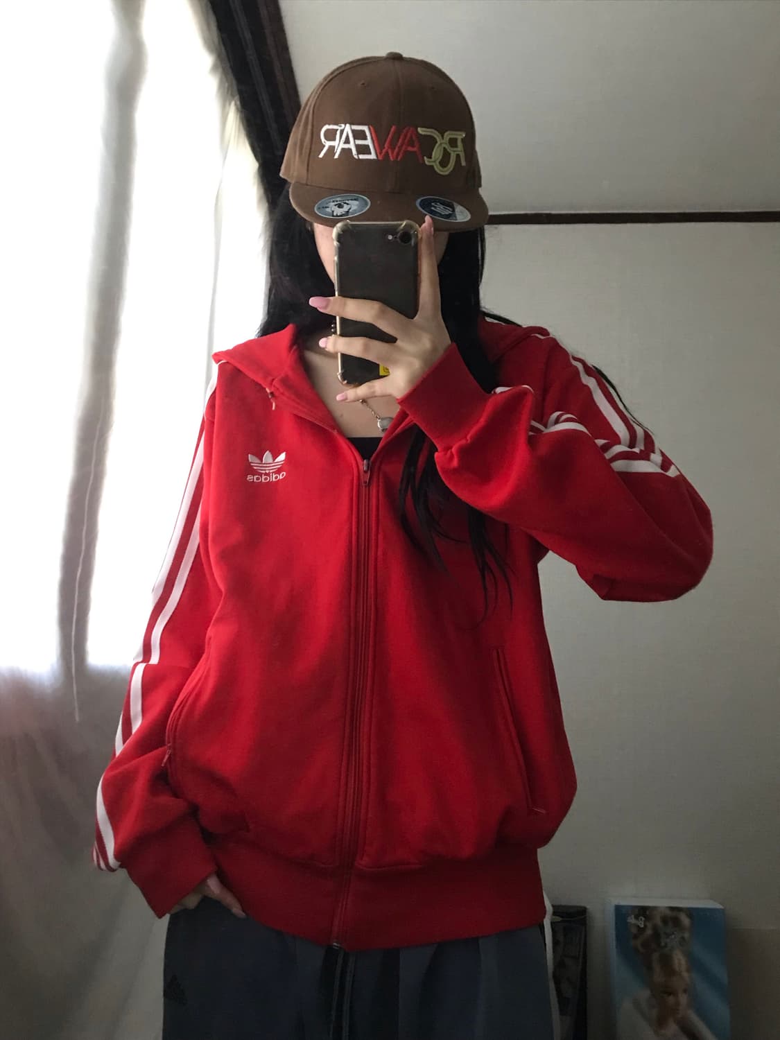 아디다스 레드 오버핏 후드 져지 상품이미지2