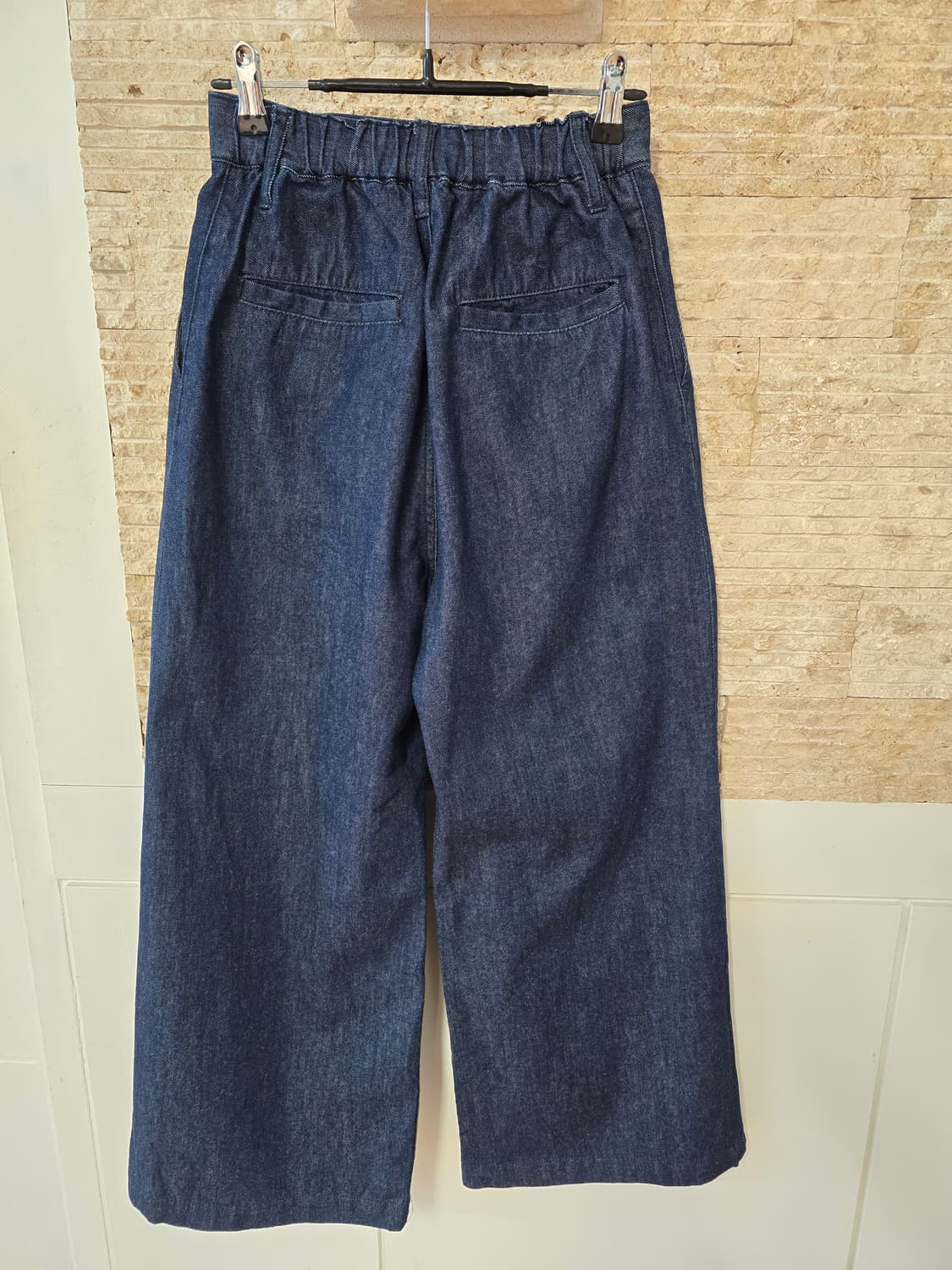 백넘버 랩 데님 와이드팬츠(뒷밴딩) S 상품이미지4