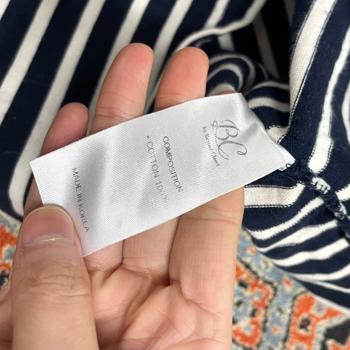 비욘드클로젯 로맨틱 자수로고 네이비 스트라이프 티셔츠 남성S 상품이미지4