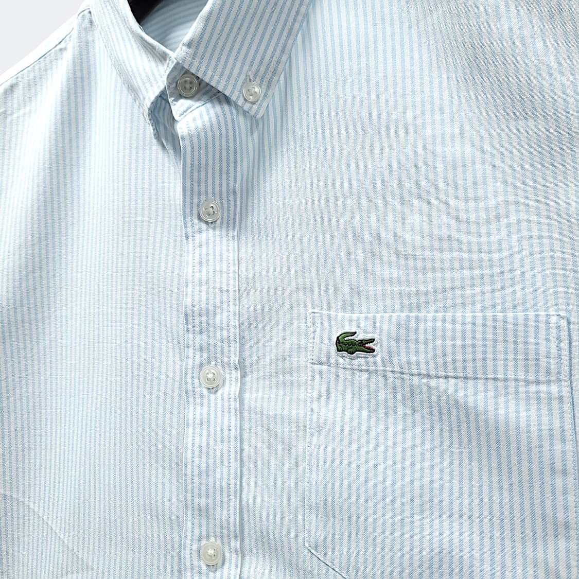 [100] 라코스테 화이트&스카이블루 스트라이프 레귤러핏 긴팔셔츠 상품이미지4