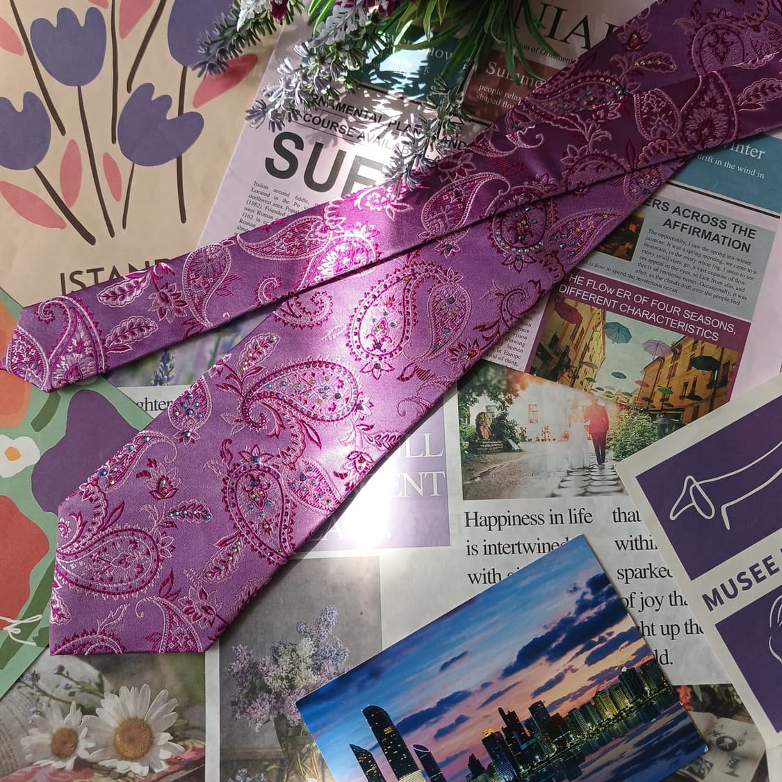 밀라숀 실크 페이즐리 자수 패턴 넥타이 9.1cm A+등급 A19862 상품이미지4