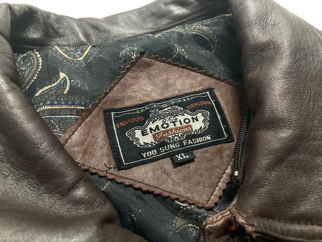 90s 양가죽 A-2 램스킨 레더 봄버 자켓 100-105 상품이미지5