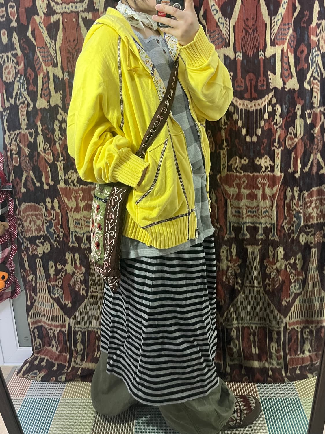 플로럴 스티치 엘로우 후드집업 상품이미지4