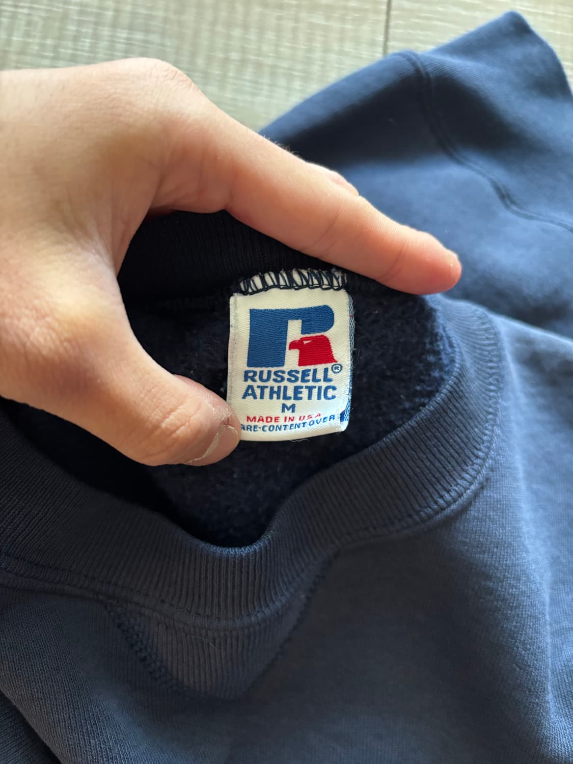 [M] 90s 러셀 맨투맨 스웻셔츠 블랭크 네이비 빈티지 상품이미지3