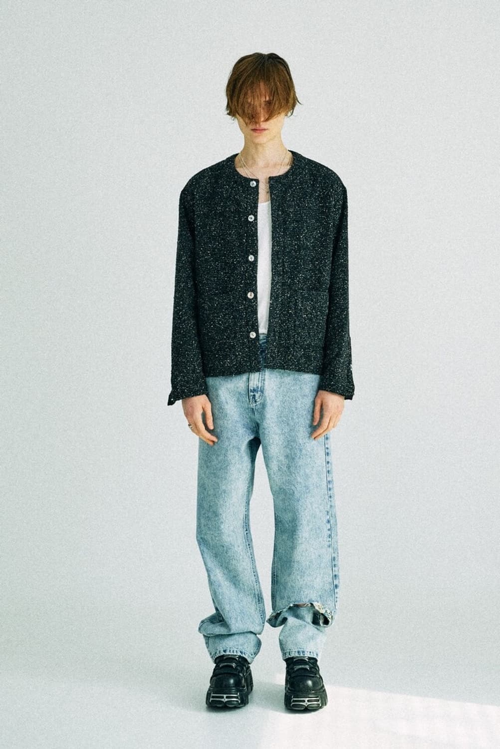 크러쉬어게인 트위드 가디건 자켓 멀티블랙 상품이미지1