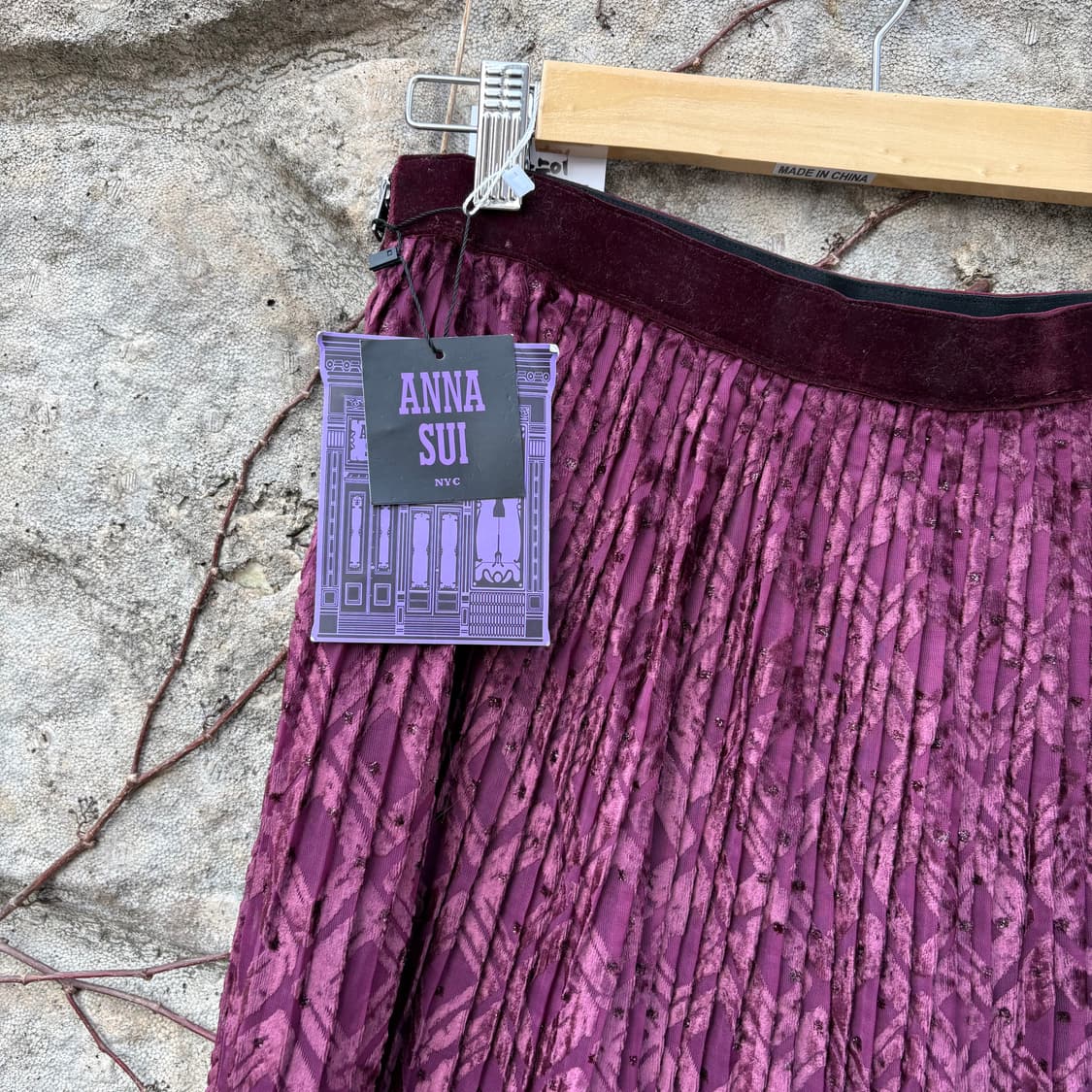 새상품 안나수이 망사 레이스 벨벳 플리츠 롱스커트 빈티지 상품이미지3