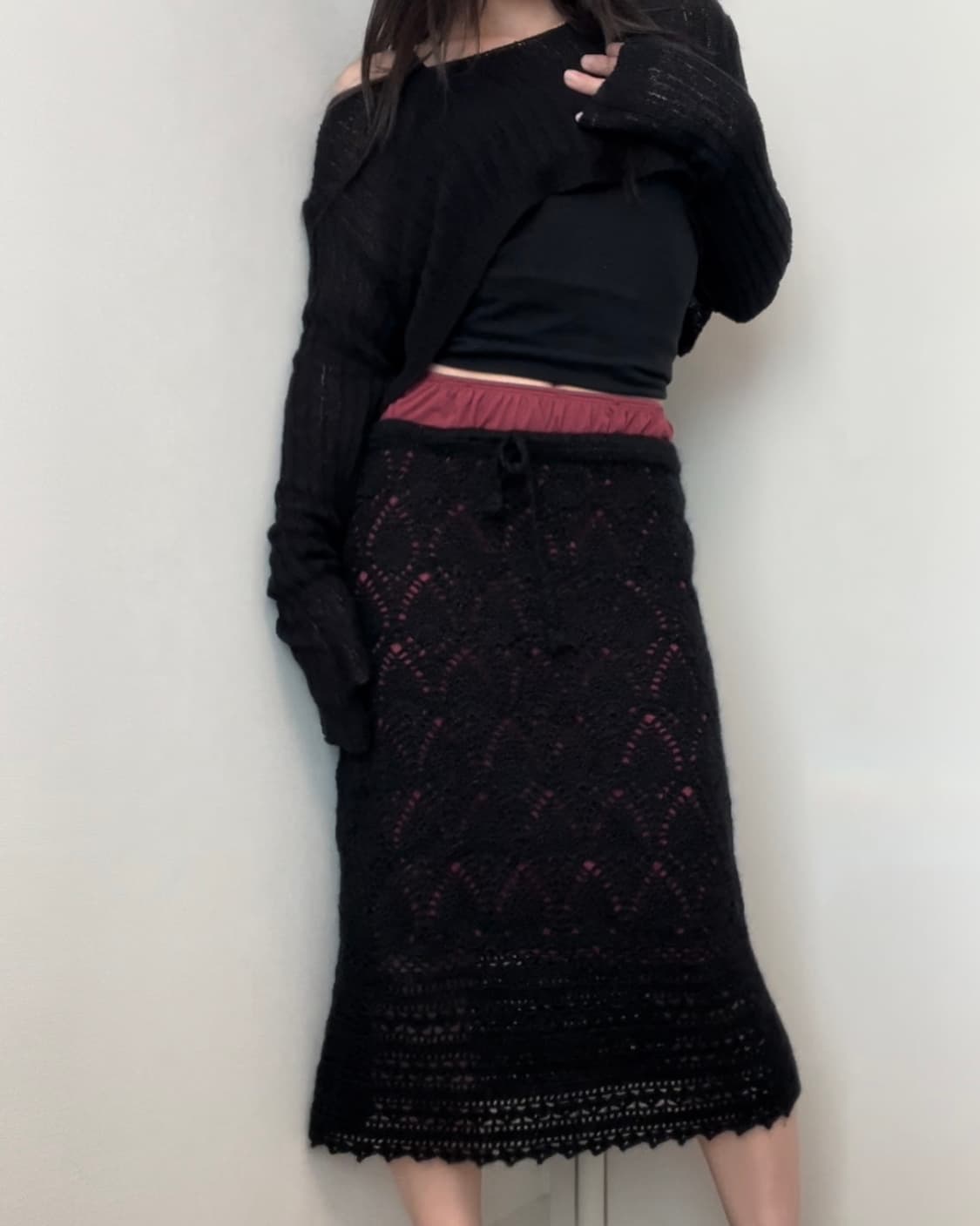 black see-through crop knit 상품이미지4