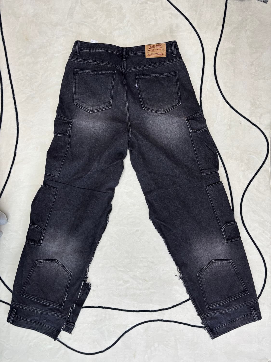 써저리 카고더블 진 블랙 데님 L 상품이미지4