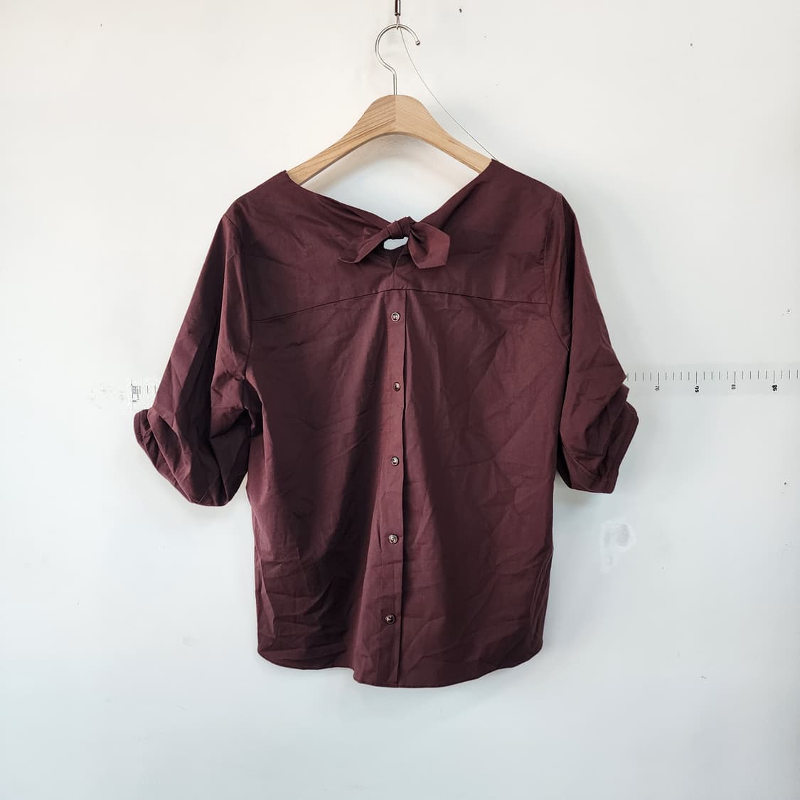 나이스클랍 버건디 브이넥 블라우스 상품이미지3