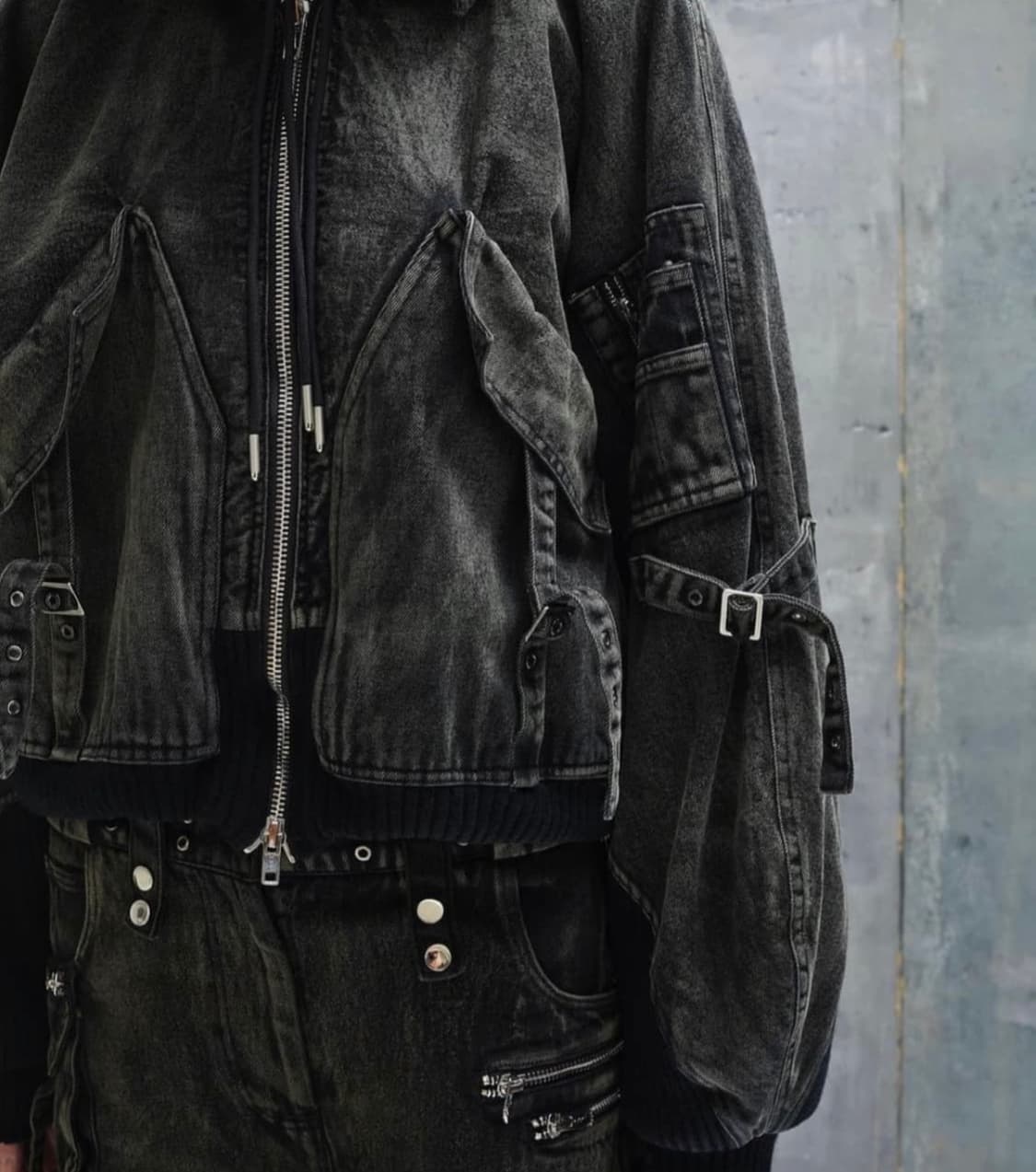 [L] 노페이스 스튜디오 카고 봄버 데님 자켓 블랙 상품이미지4