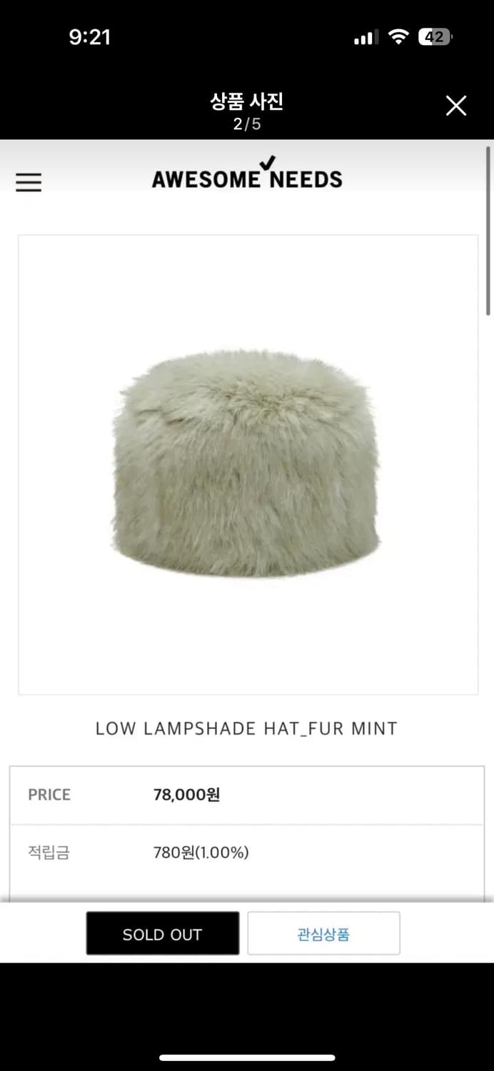 어썸니즈 퍼 비니 (low lampshade hat- fur mint) 상품이미지2