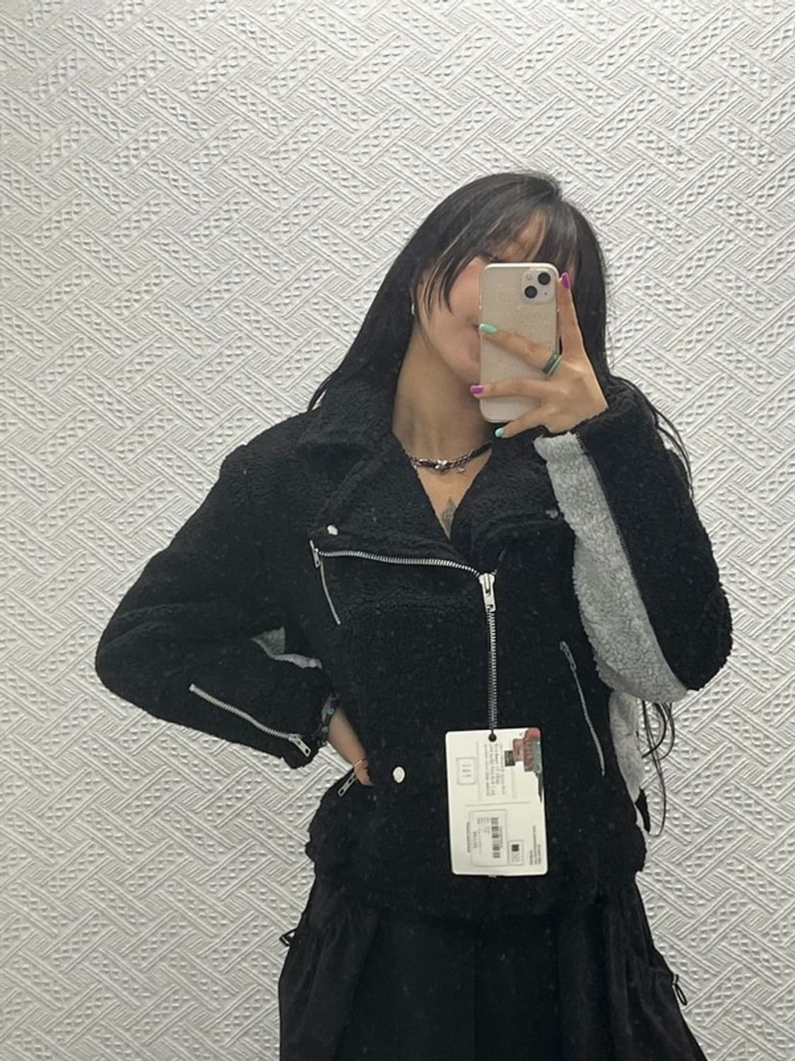 로맨틱크라운 유니크 배색 크롭 양털 무스탕 S C06708 상품이미지2