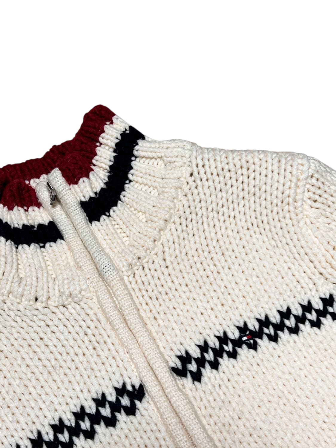 타미힐피거 일본빈티지 투웨이 울 니트 집업 s 아이보리 상품이미지3