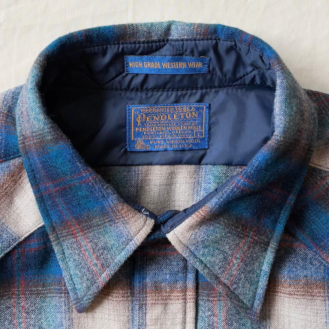 (L) 70s USA Pendleton 타탄체크 울 웨스턴 셔츠 상품이미지3