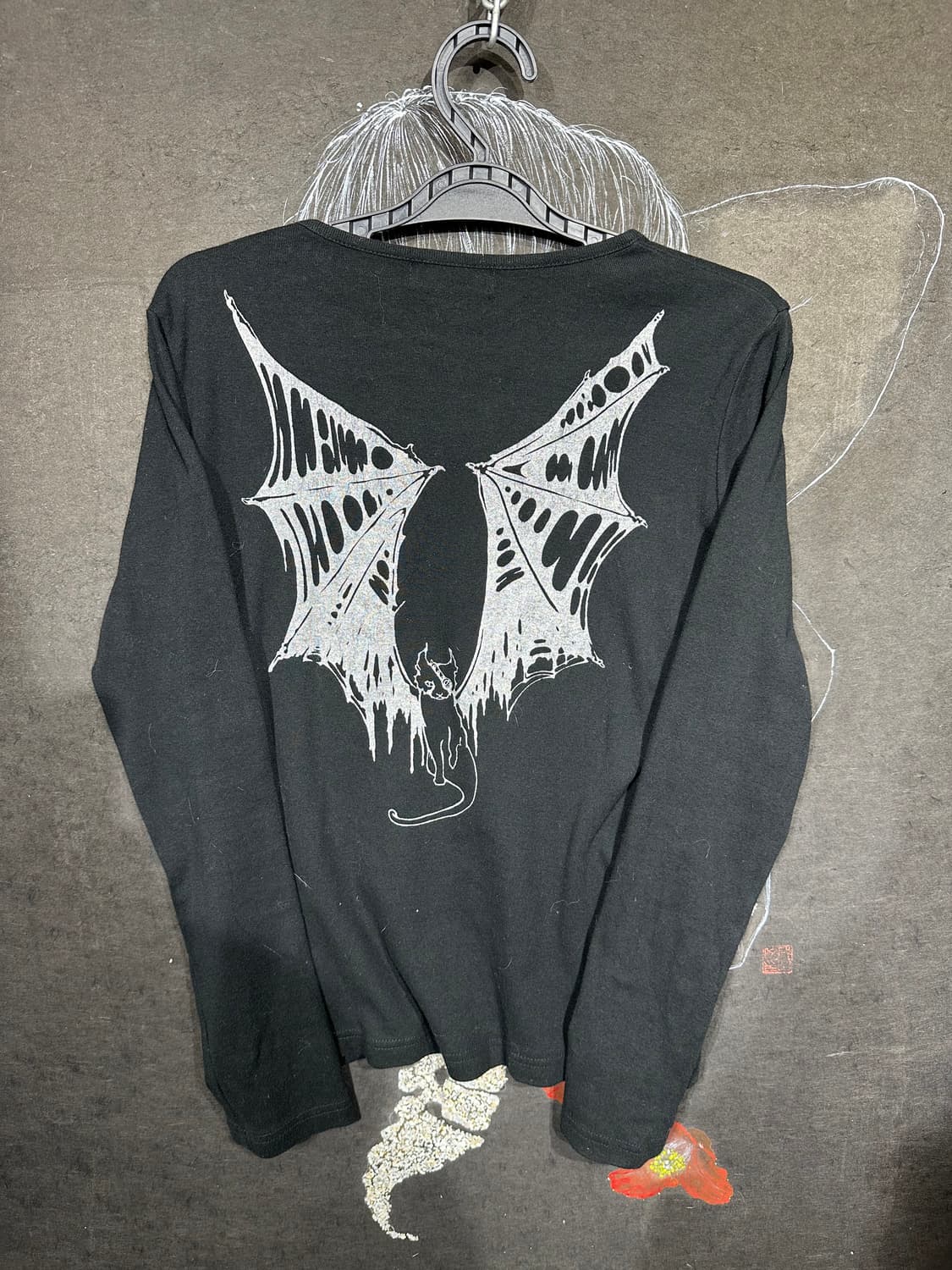 JPN peace now 사선 절개 날개 프린팅 고딕 슬리브 M 상품이미지6