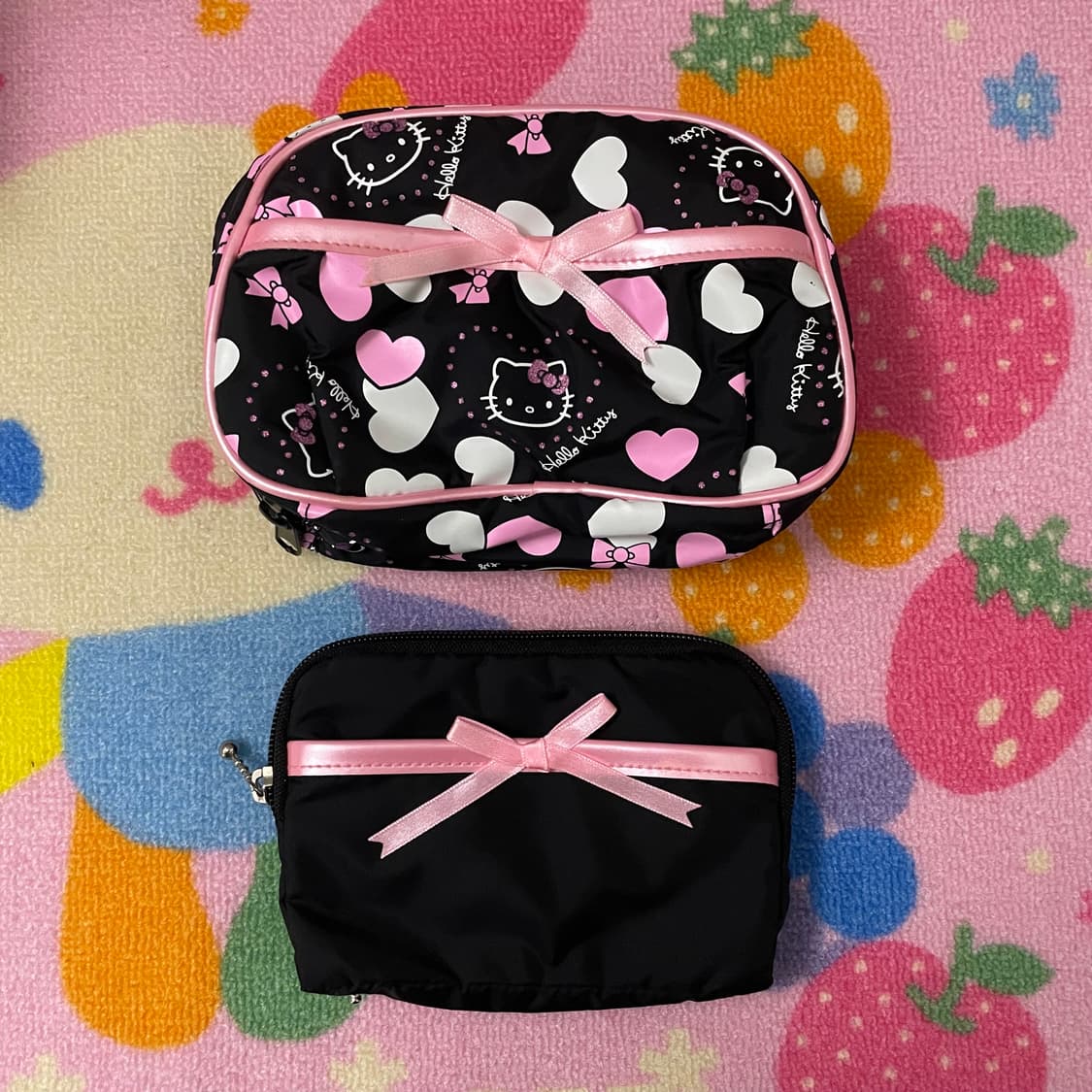 04년도 산리오 고전 키티 블랙핑크 리본 파우치 상품이미지1