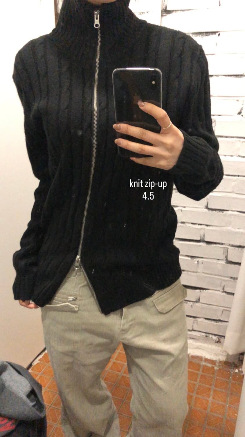 블랙 투웨이 니트 집업 상품이미지2