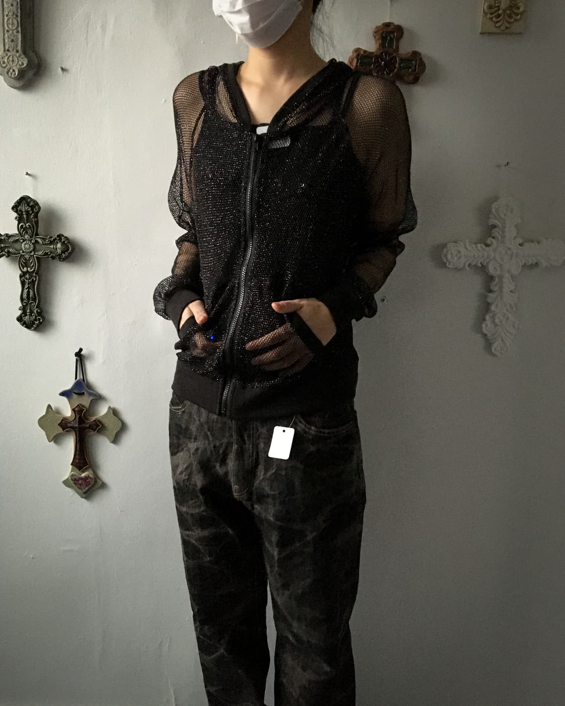 Net glitter hood zip up 상품이미지7