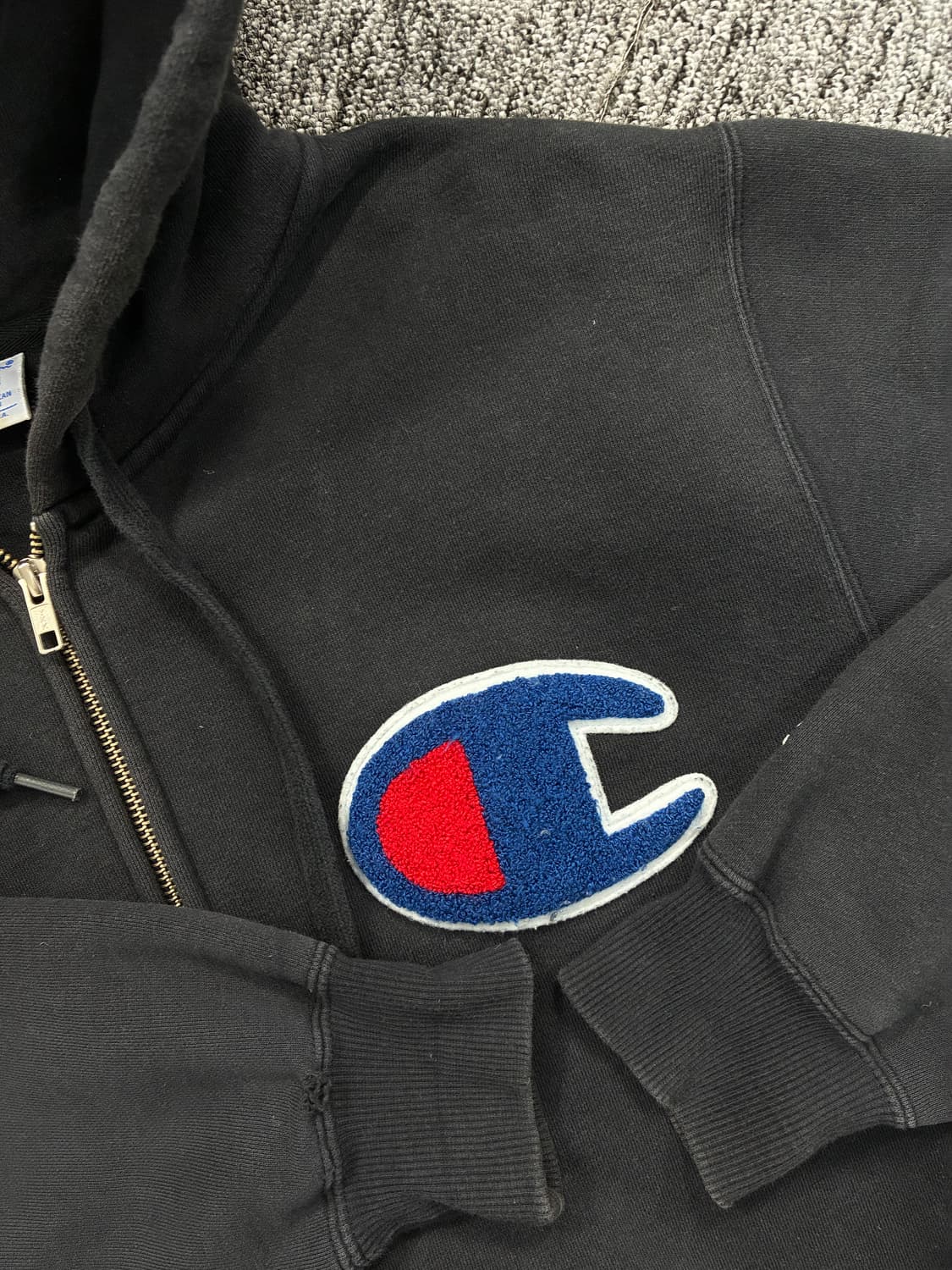 챔피온 블랙 빅로고 후드집업 XL 상품이미지6