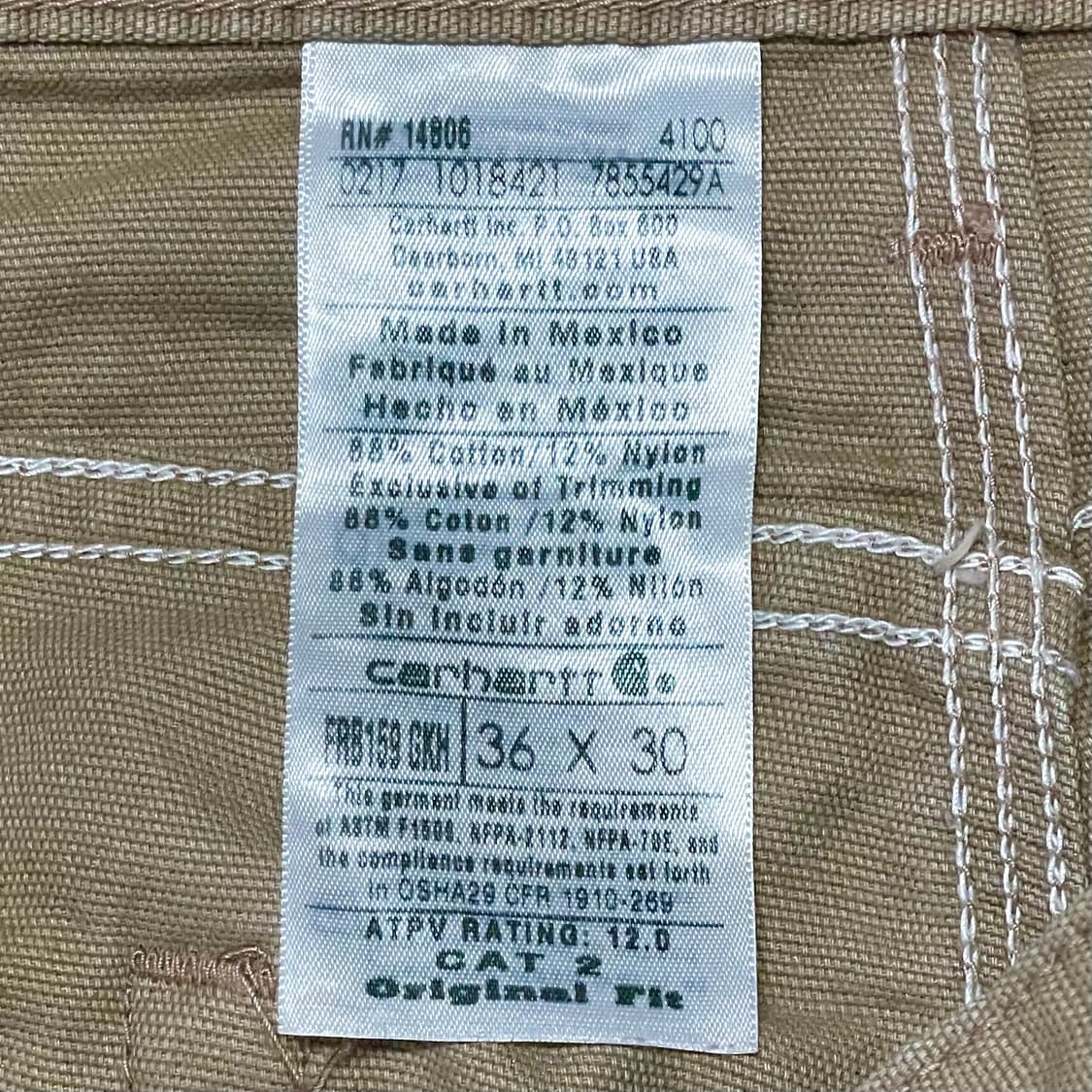 칼하트 FR 싱글니 카펜터 디스 워크팬츠 골든 카키 gkh 36 상품이미지5