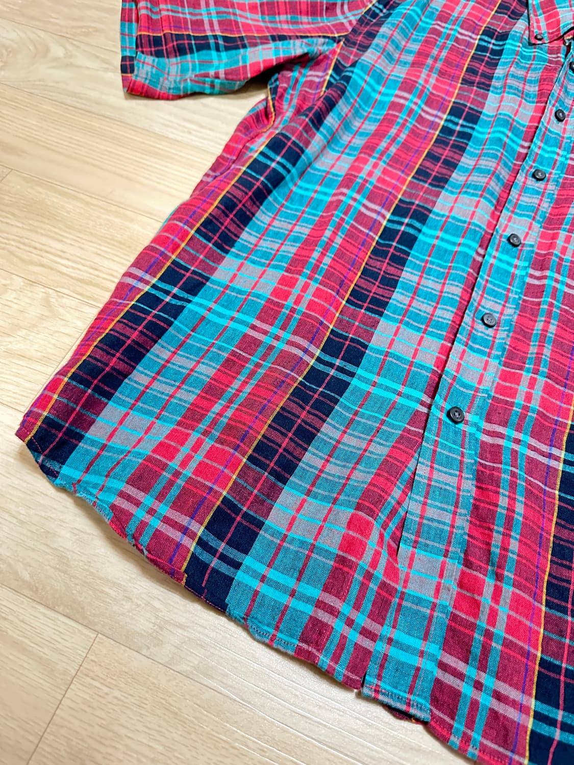 [XL]유니클로 U 린넨 반팔 체크 셔츠 상품이미지5