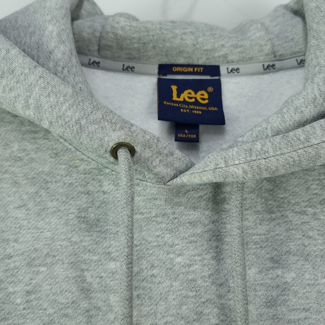 [리] 빅로고 자수 오버핏 후드티 그레이 M19247 상품이미지9