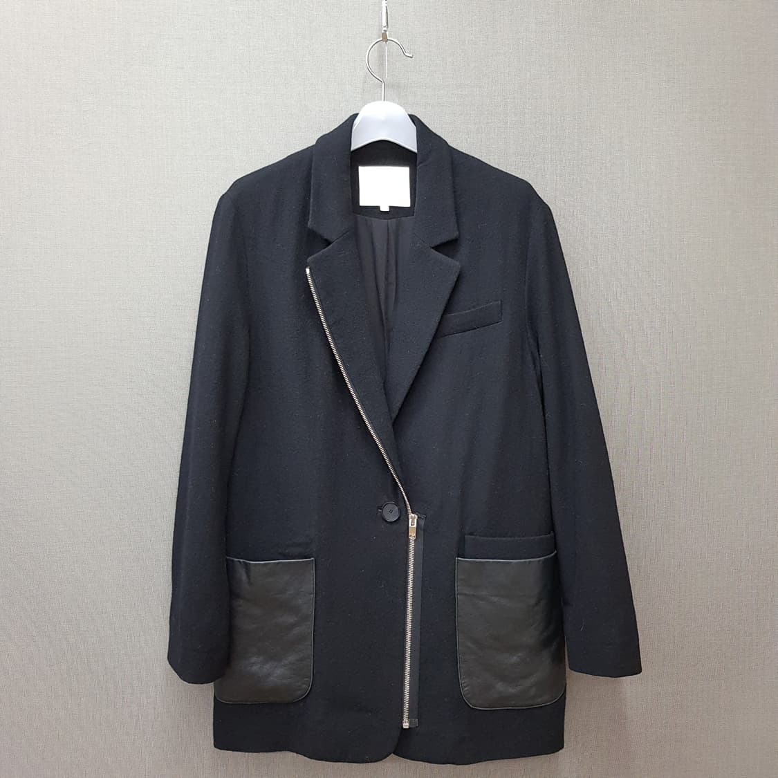 마쥬 maje 울 블렌드 가죽 포켓 블레이저 자켓 1사이즈 상품이미지1