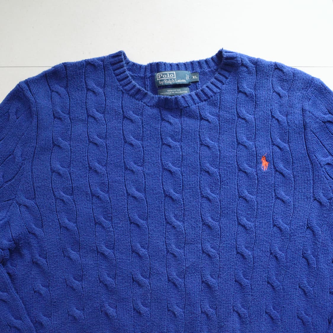 90s 폴로 랄프로렌 케이블 니트 블루 XL 상품이미지2