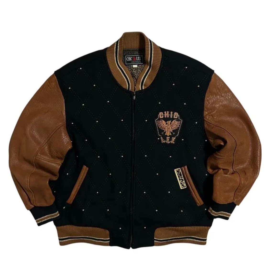 쉬크리 레더 바시티자켓 상품이미지1