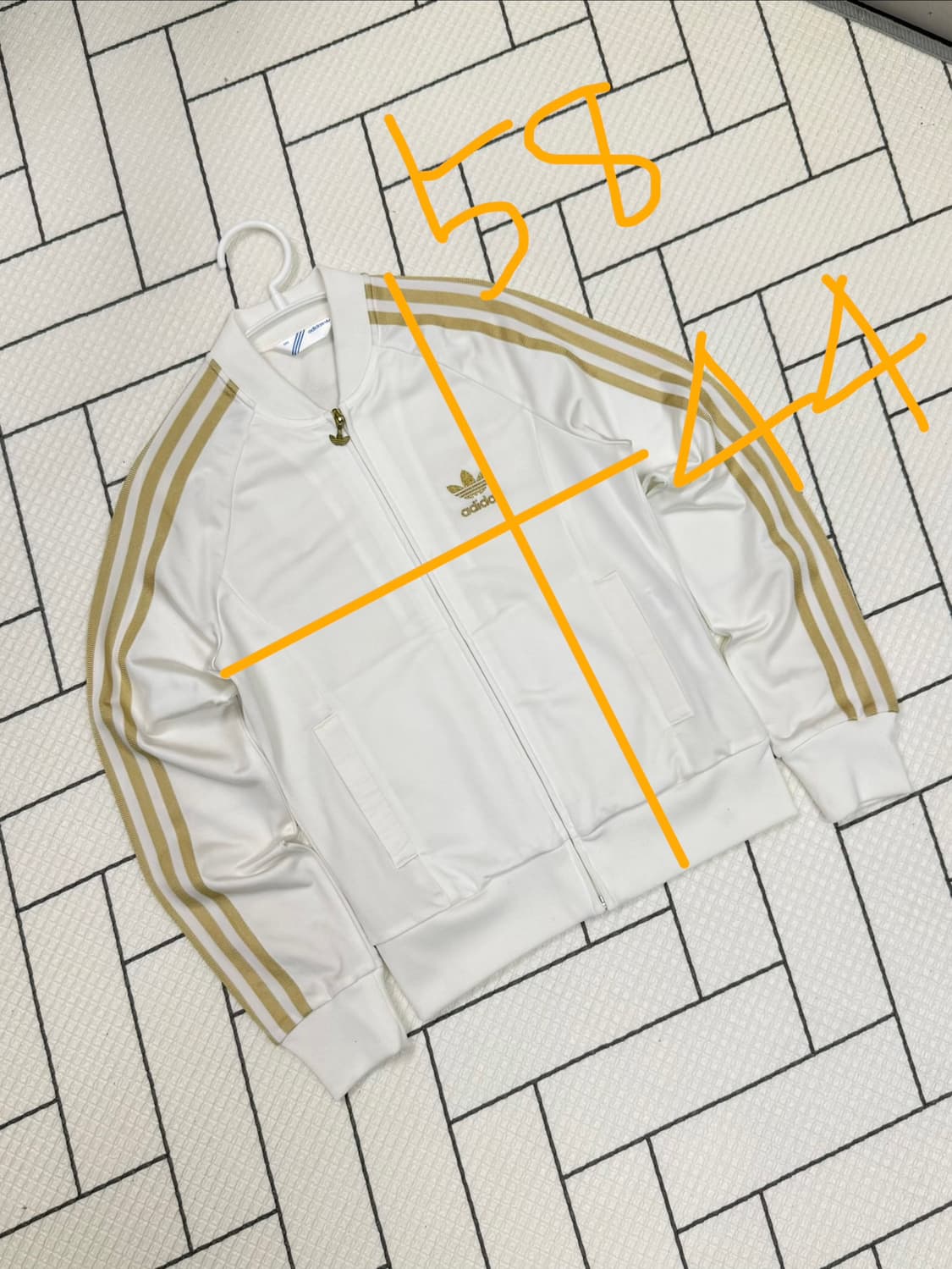 여성 85 / 아디다스 희귀 화이트 골드 백로고 져지 트랙탑 상품이미지2