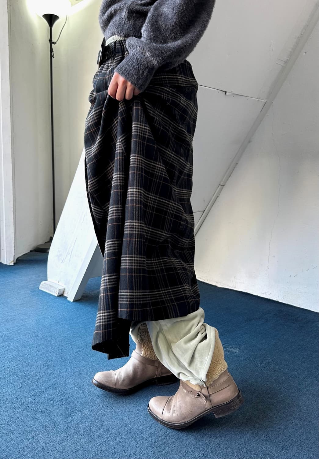 Felted fabric fake panel loose skirt 상품이미지3