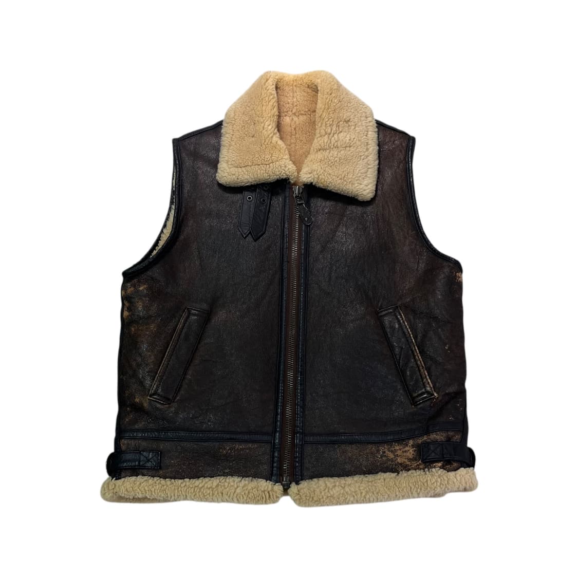 100 90s 미군 USA B-3 양털 무스탕 조끼 상품이미지1