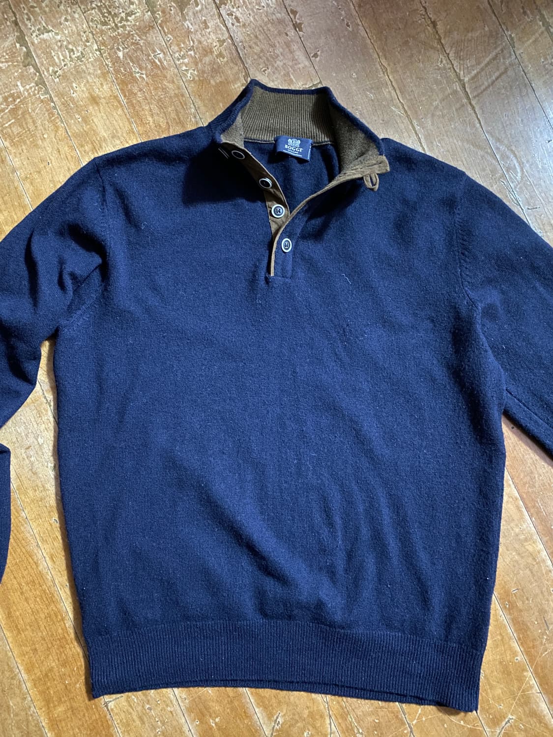 이태리 BOGGI MILANO 남성 하프넥 울&캐시미어 니트 네이비 상품이미지1