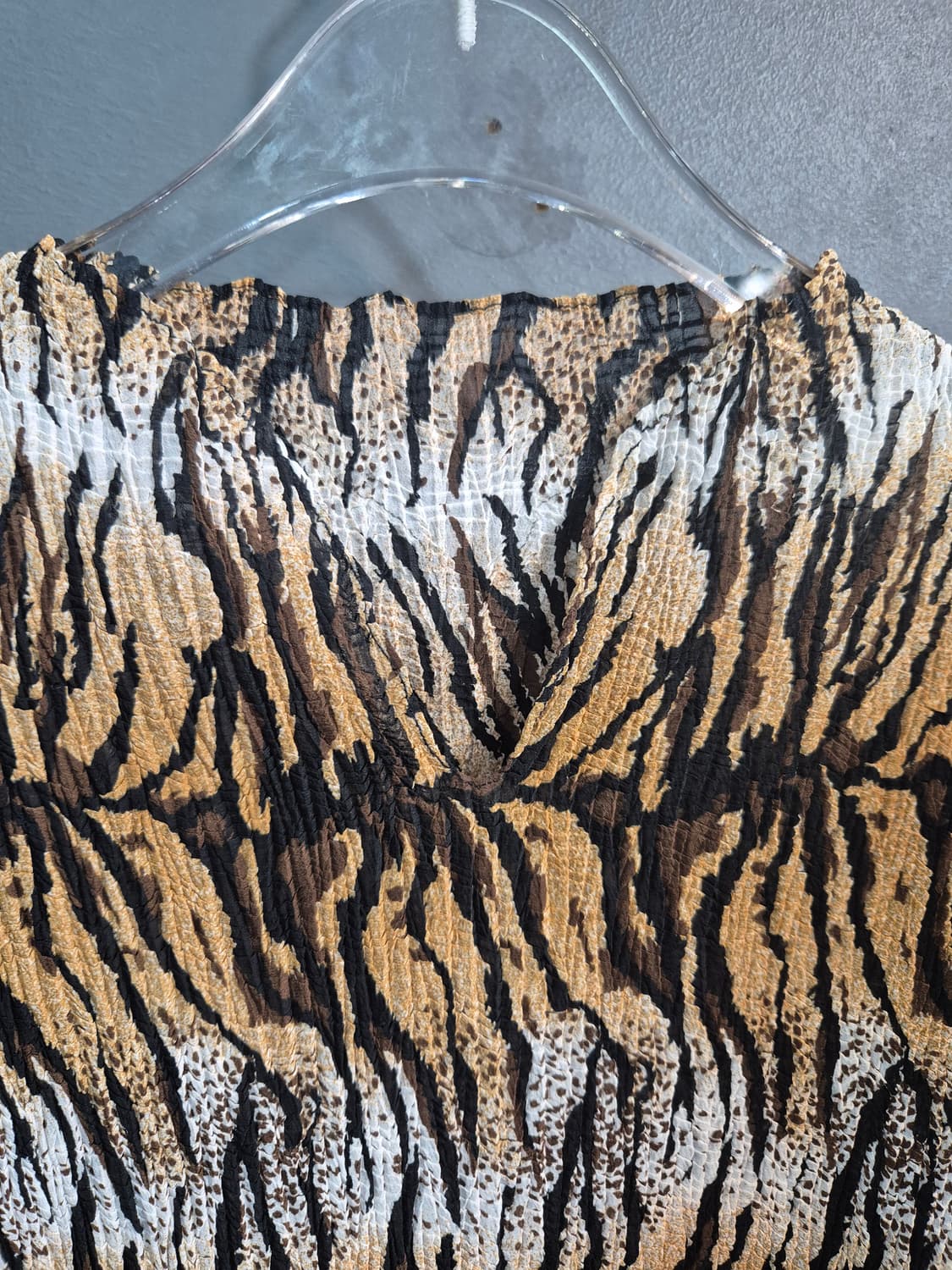 Yanco 호랑이무늬 플리츠 주름 반팔 티셔츠 55 66 상품이미지3