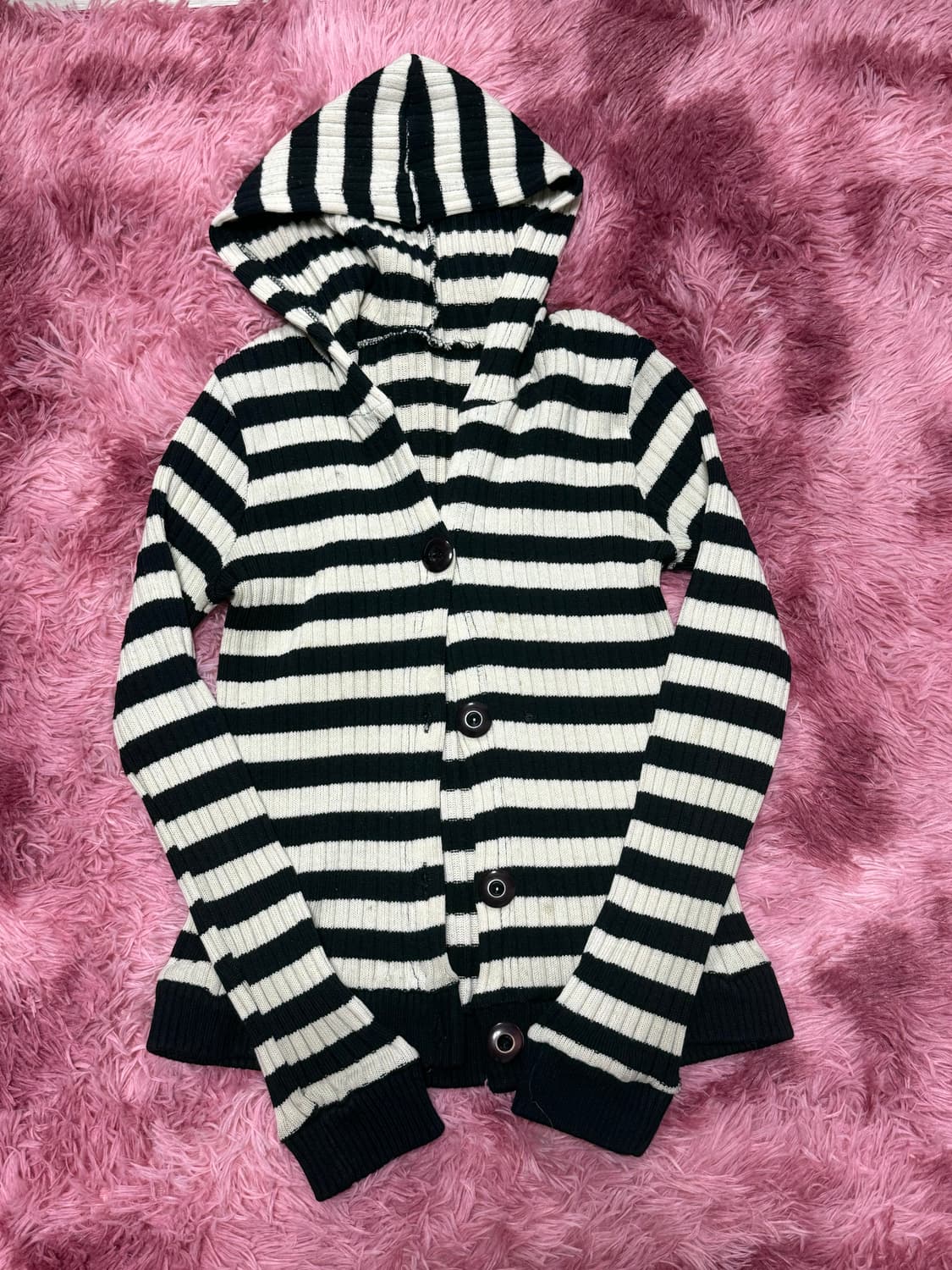 스트라이프 후드 니트 상품이미지1