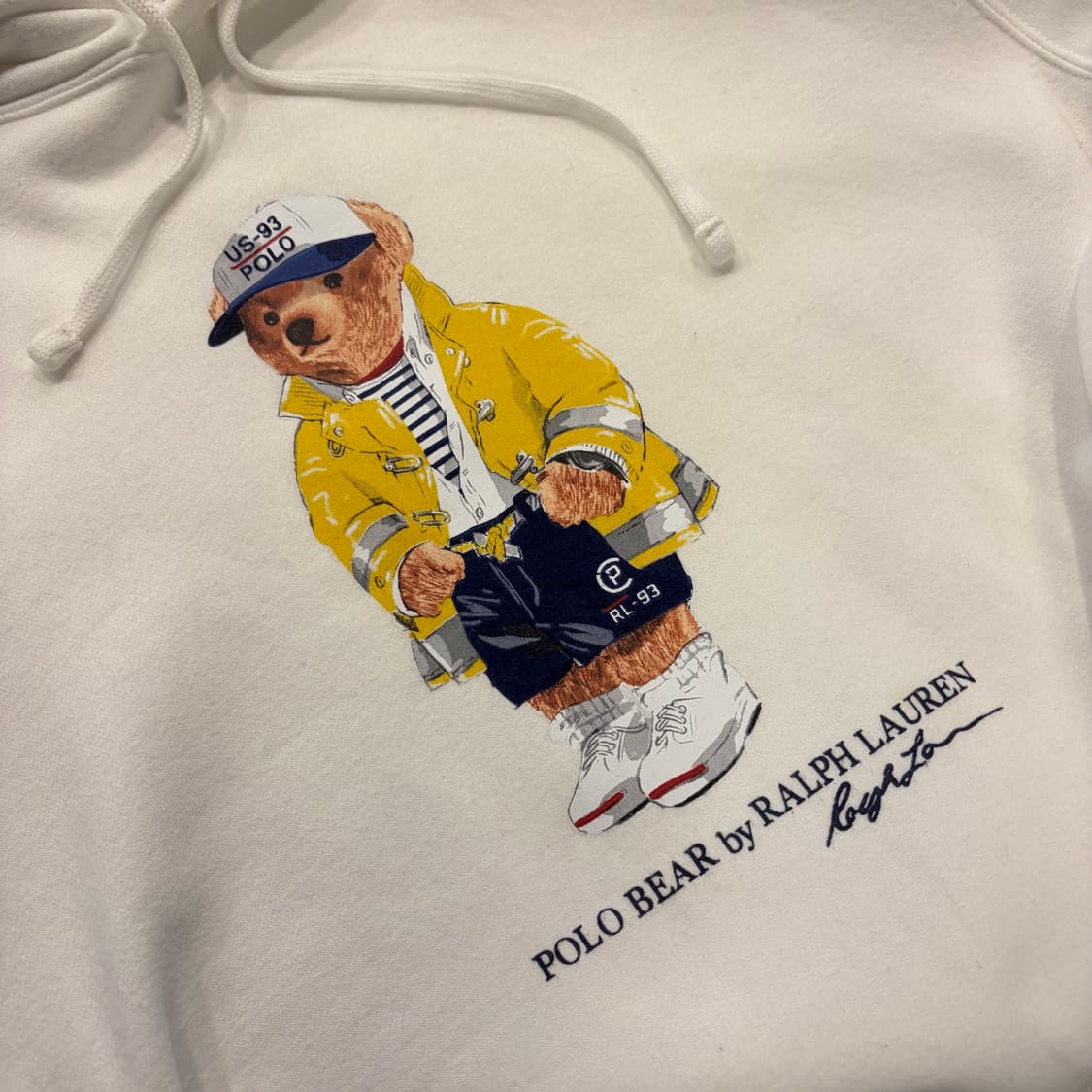 [M] 폴로 랄프로렌 신형 큐알 폴로베어 화이트 후드티 D525 상품이미지4