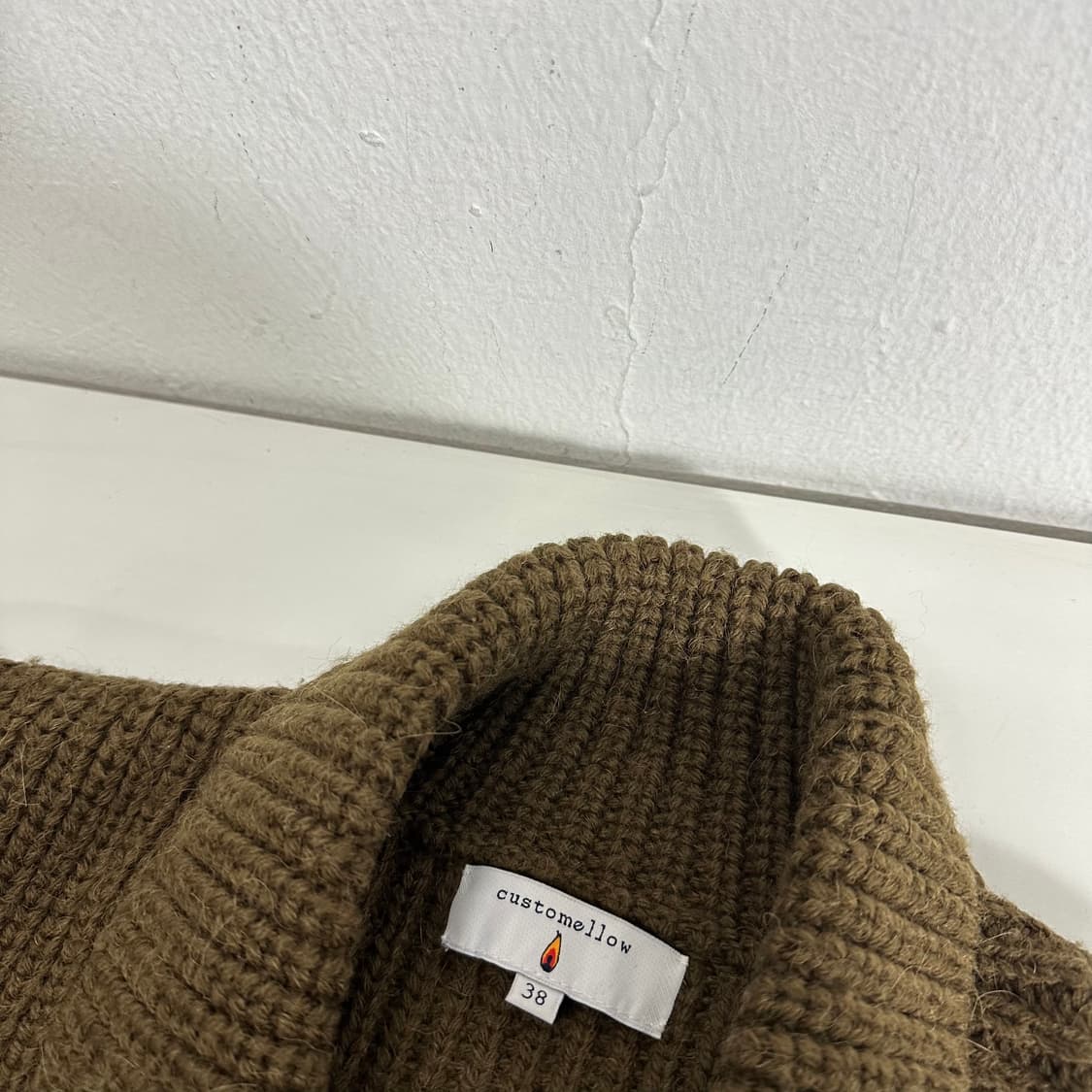 M 커스텀멜로우 브라운 오픈카라 더블 헤비울 가디건 상품이미지3