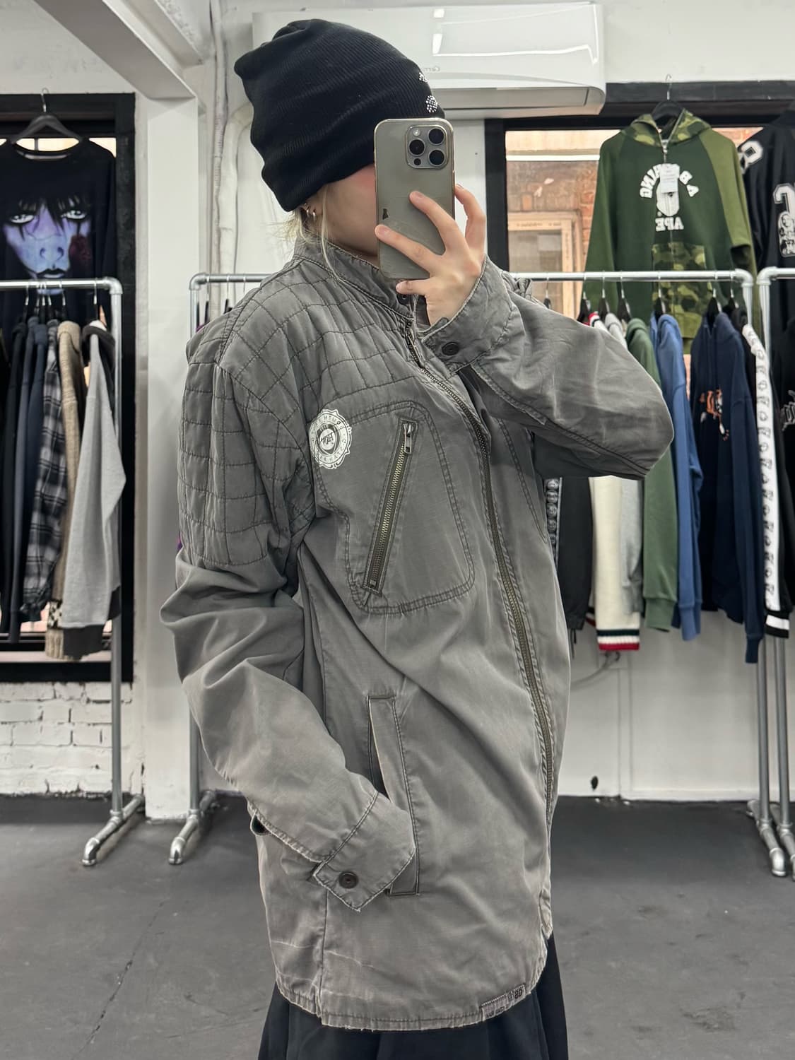 지스타 넥버튼 바이커 자켓 상품이미지1