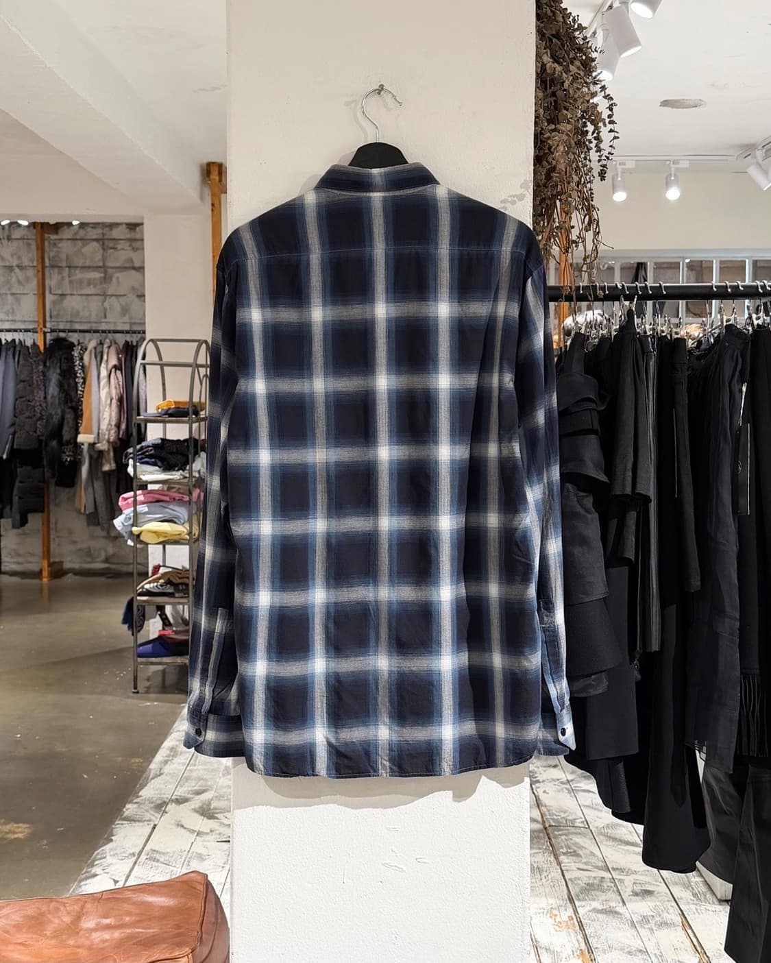 생로랑 블루 블랙 타탄 체크 셔츠 상품이미지6