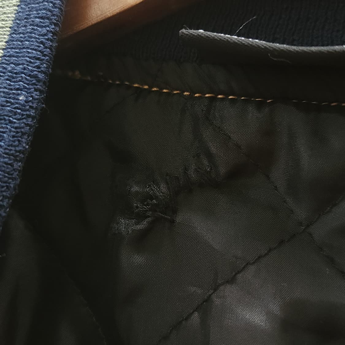 90s 빈티지 데님 바시티 자켓 블루종 봄버 자켓 팔 져지 xl 상품이미지8