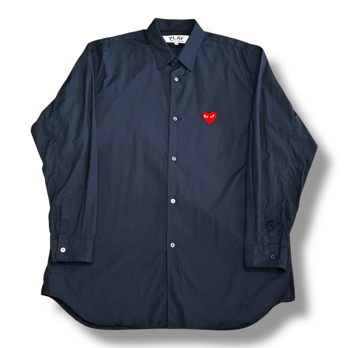Comme des Garcons 레드 하트 와펜 블랙 코튼 셔츠 상품이미지1