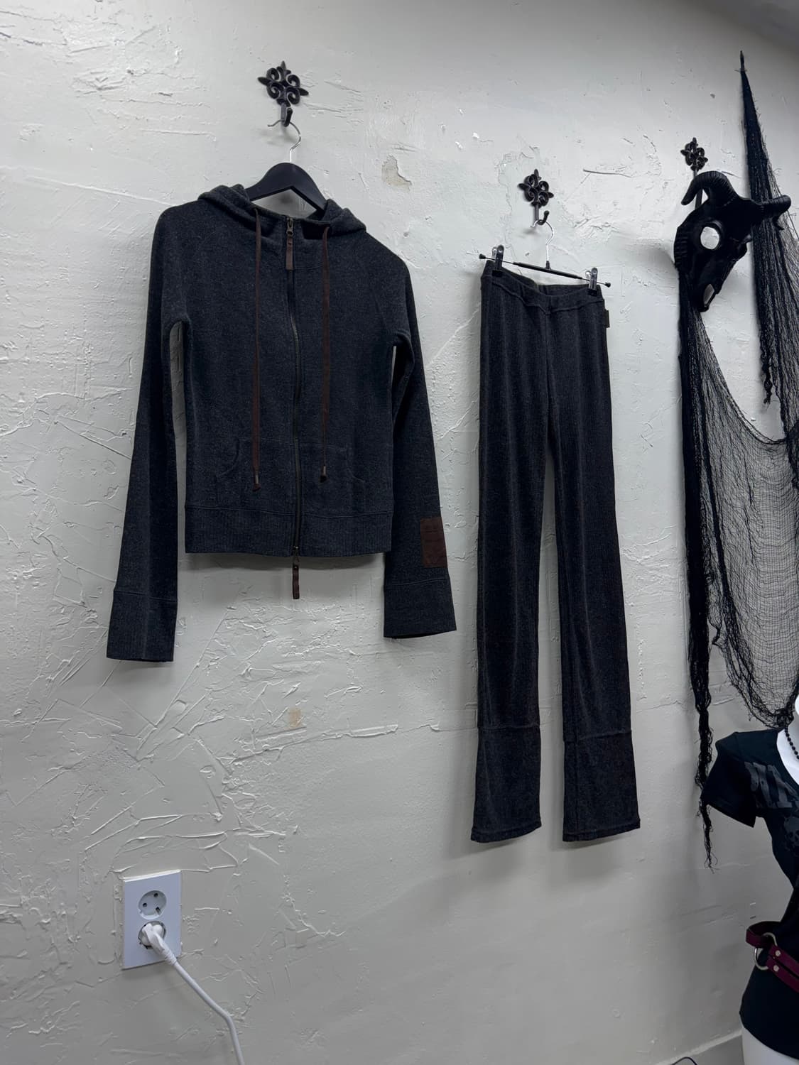 Goa 00s y2k angora wool hood set up 상품이미지1