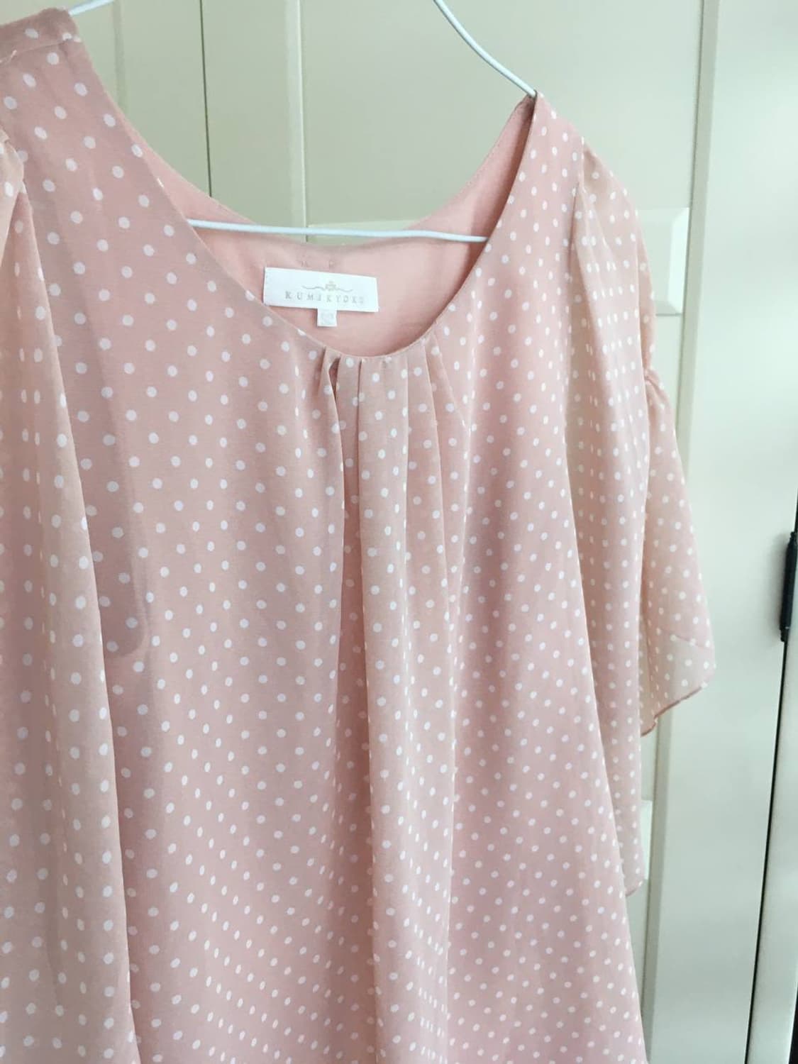 일본빈티지 하구미 스즈코 핑크 도트 블라우스 가오리 판초블라우스 땡땡이 상품이미지1