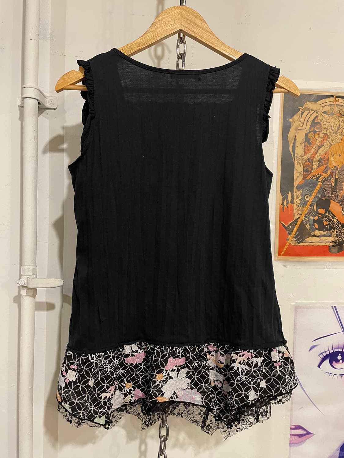 오리엔탈 레이스 리본 레이어드 블랙 슬리브리스 상품이미지4