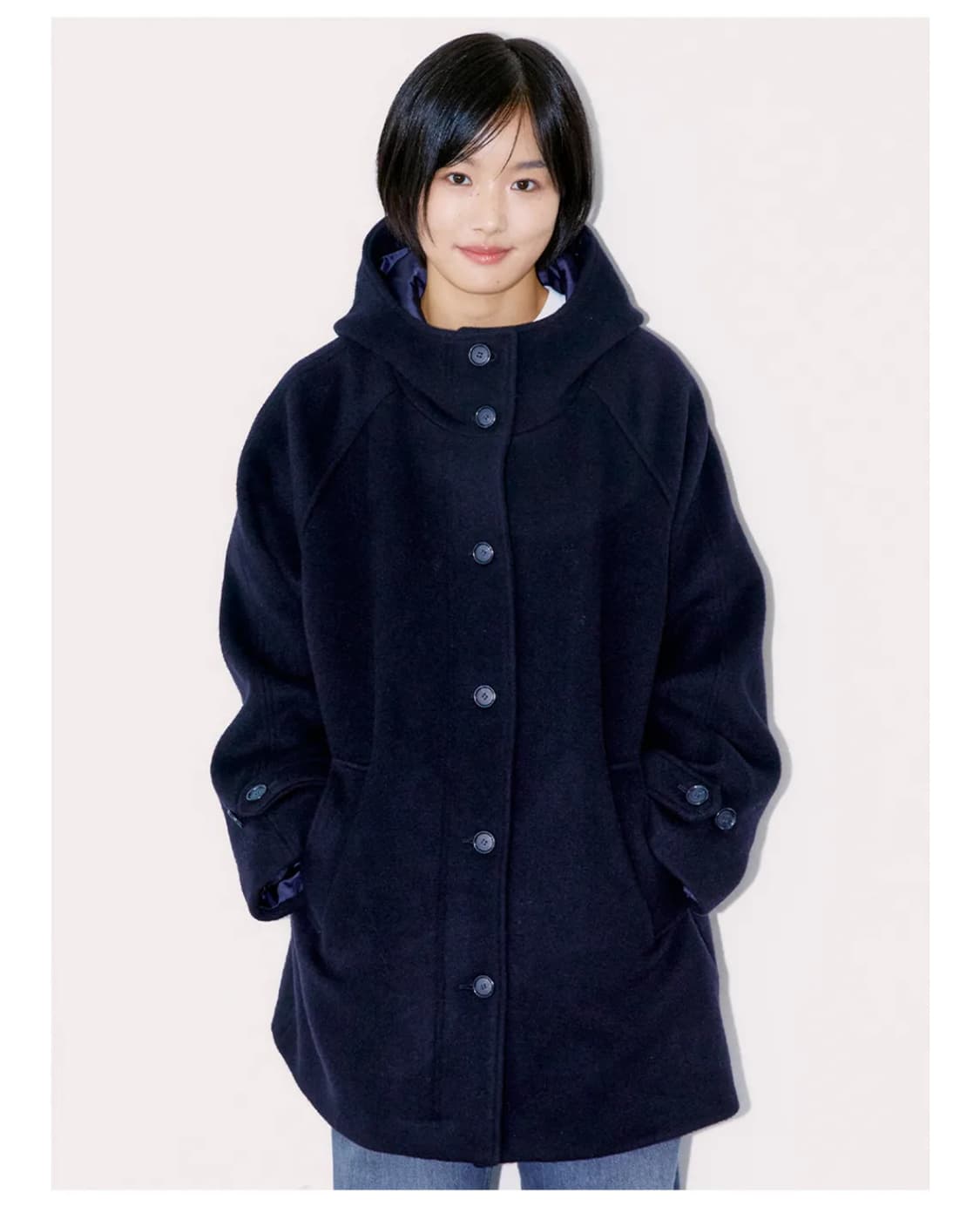 오피쉬 RICH WOOL HALF COAT 리치 울 하프 코트 네이비 상품이미지1