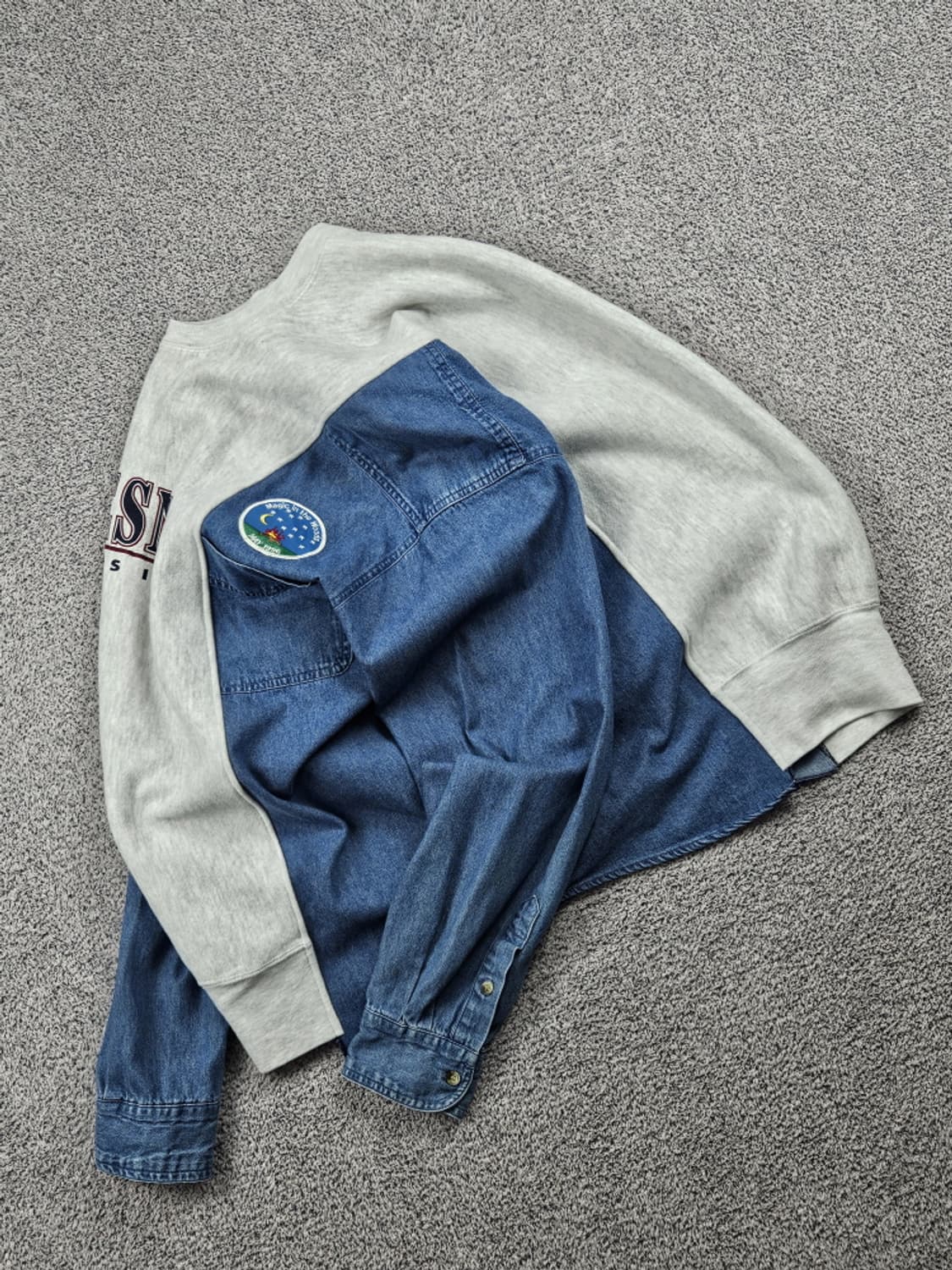 레이어컷 믹스드 MV듀케인X데님 커스텀 맨투맨 (상세설명참조/ 10225 상품이미지2