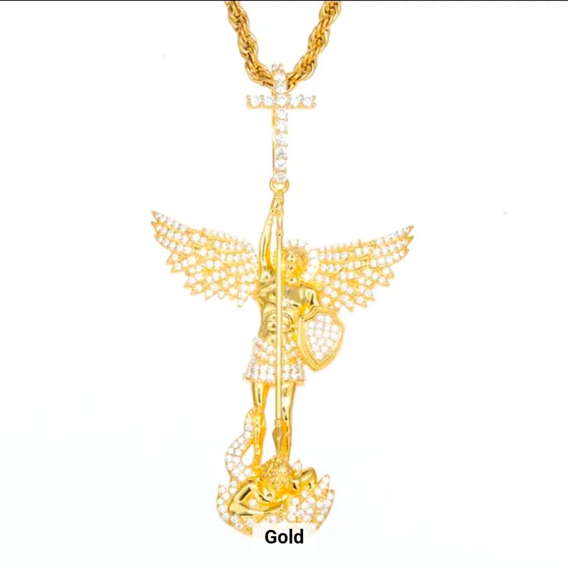 Oceanora 18K 골드 도금 모이사나이트 엔젤 크로스 펜던트 상품이미지7